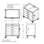 51041 | X-Wide Compact Cart with White Drawers 